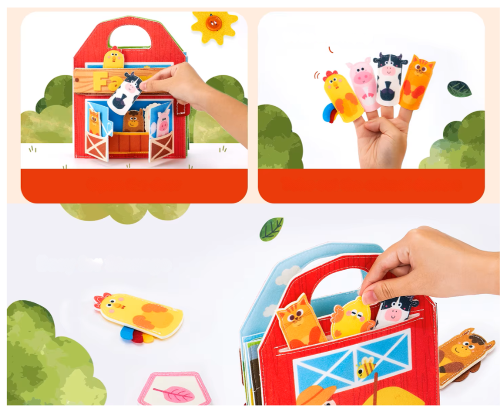 Livre d’Activités Montessori en Feutrine – Éveil et Motricité pour Tout-Petits