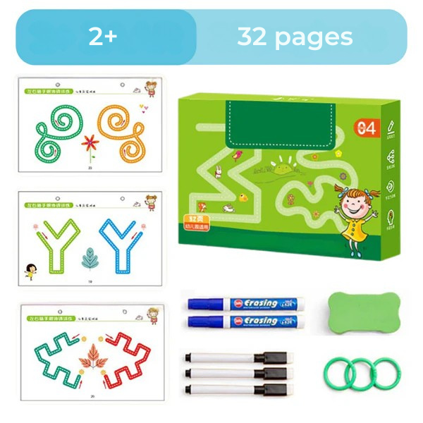 Cahier Éducatif Réutilisable – Écriture et Jeux Montessori