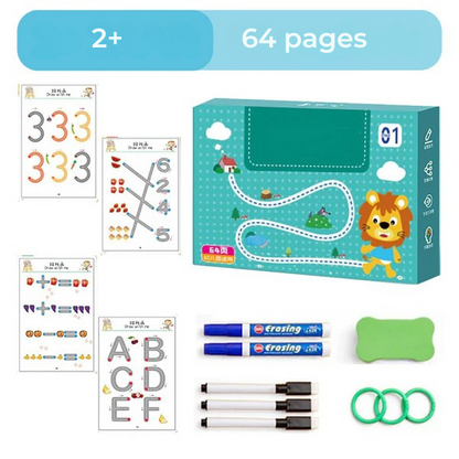 Cahier Éducatif Réutilisable – Écriture et Jeux Montessori