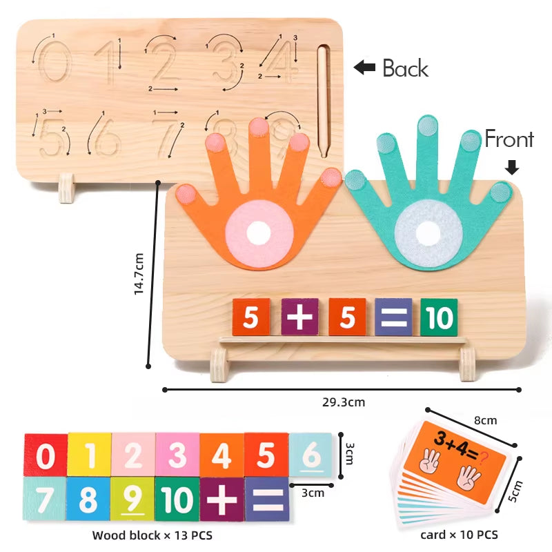 Montessori Wooden Toys Toy Double-Sided Finger Counting & Number Tracing Board Educational Learning Math Toy for Preschool Kids