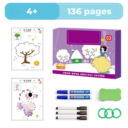 Cahier Éducatif Réutilisable – Écriture et Jeux Montessori