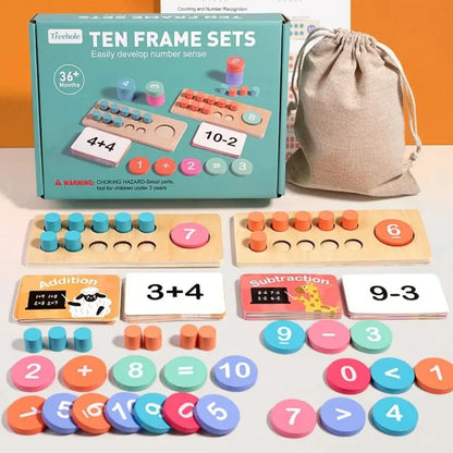 Ten Frame Sets - Jeu Découverte Arithmétique en Bois Montessori