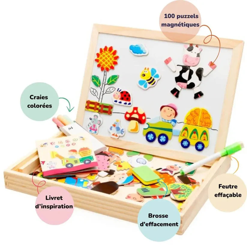 Puzzle Magnétique en Bois 2-en-1