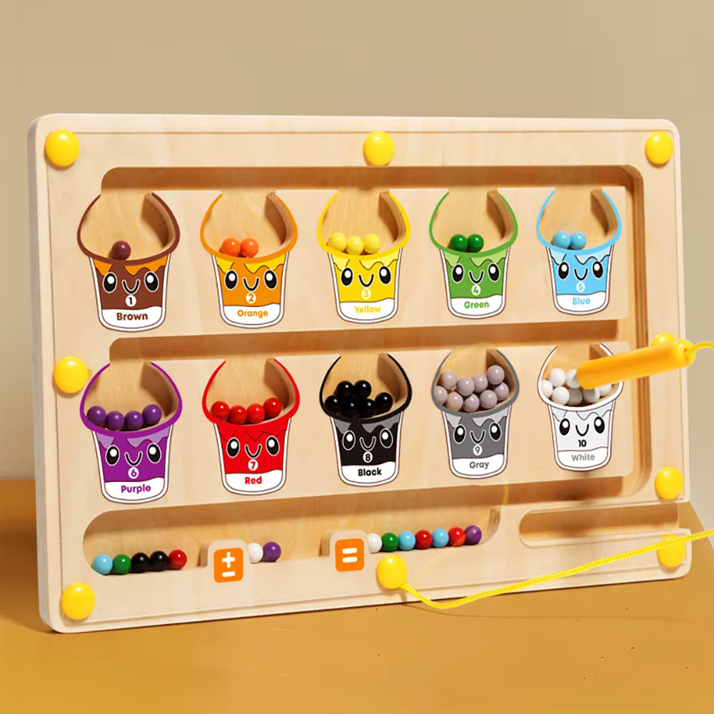 Jeu de Tri et Comptage en Bois – Labyrinthe Magnétique Montessori